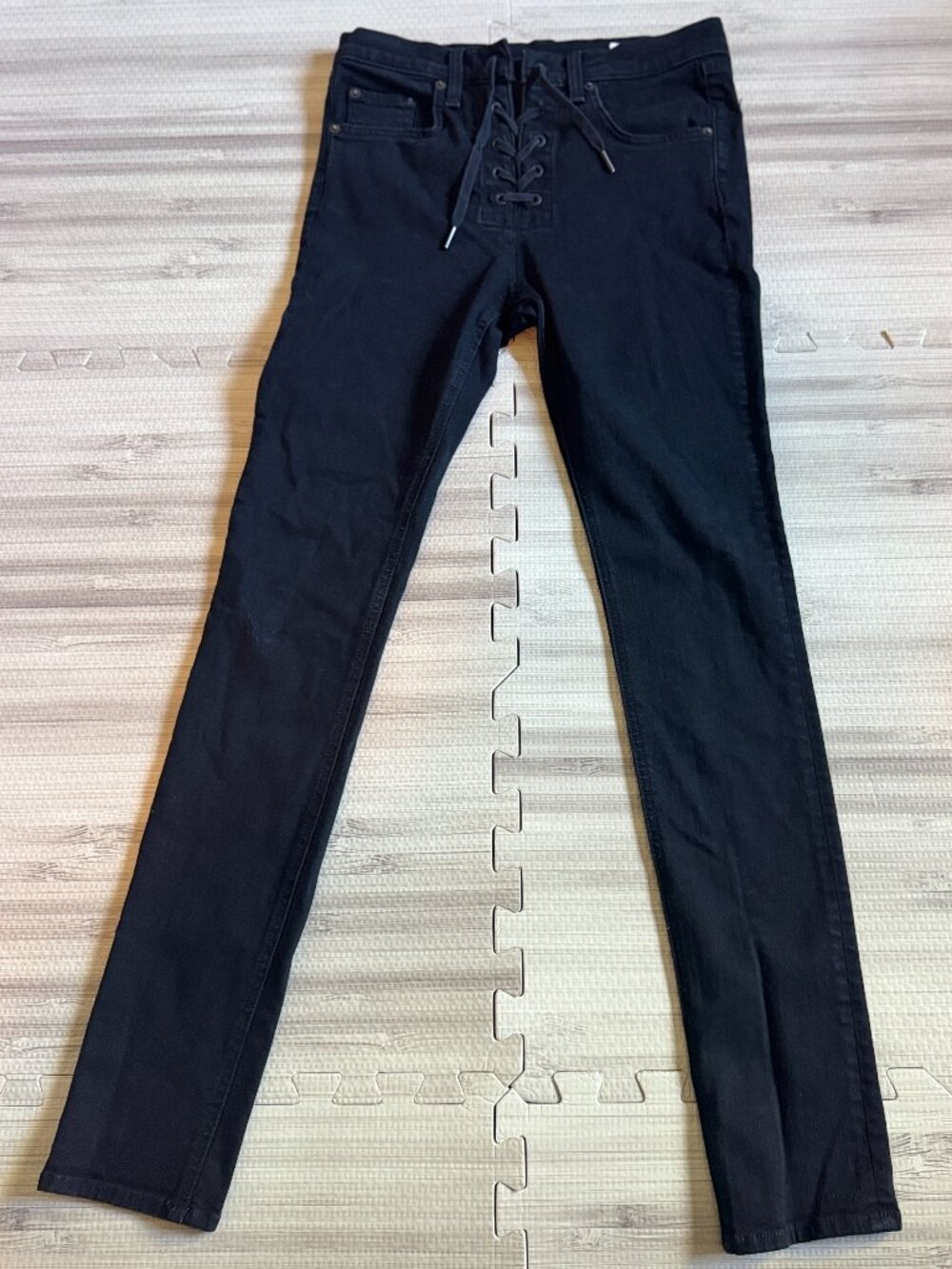 Rag & Bone Women's Black Lace Up High Rise Skinny Jeans